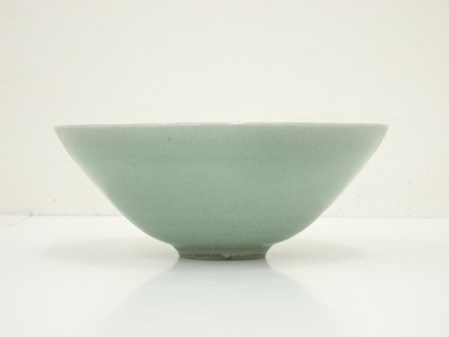 骨董古美術 茶道具 高麗青磁茶碗 幅14.3cm×高さ5cm 道具 ] - 道具